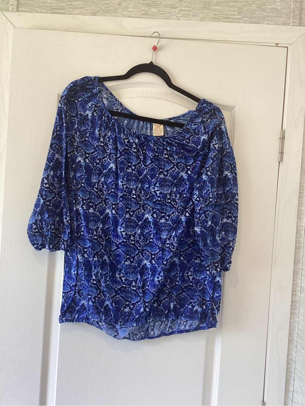 Faded Glory Blue Printed Women's Blouse - Scoop Neck 2XL EUC